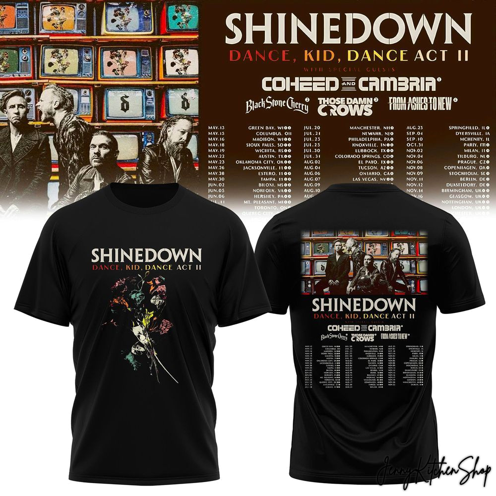 Dance, Kid, Dance Act II World Tour Shinedown 2026 T-Shirt