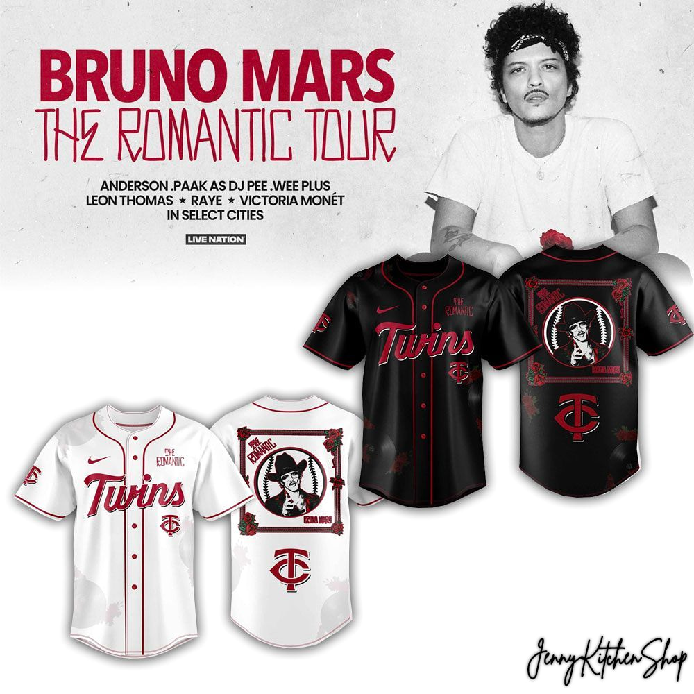 The Romantic Tour 2026 Minnesota Twins x Bruno Mars Jersey