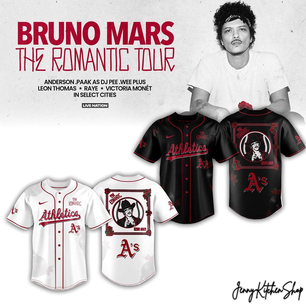 The Romantic Tour 2026 Oakland Athletics x Bruno Mars Jersey