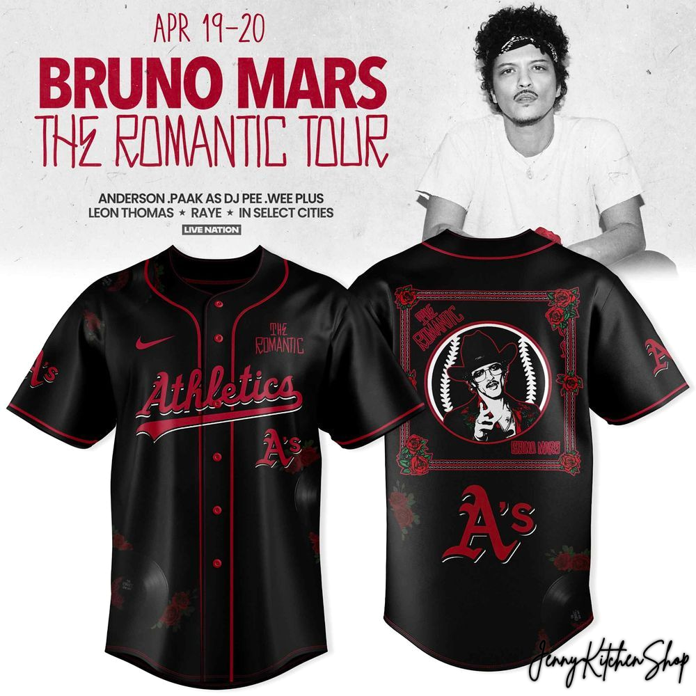 The Romantic Tour 2026 Oakland Athletics x Bruno Mars Jersey