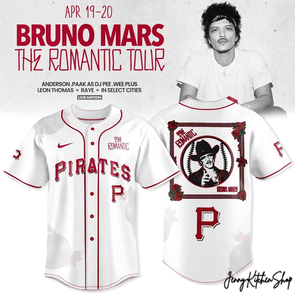 The Romantic Tour 2026 Pittsburgh Pirates x Bruno Mars Jersey