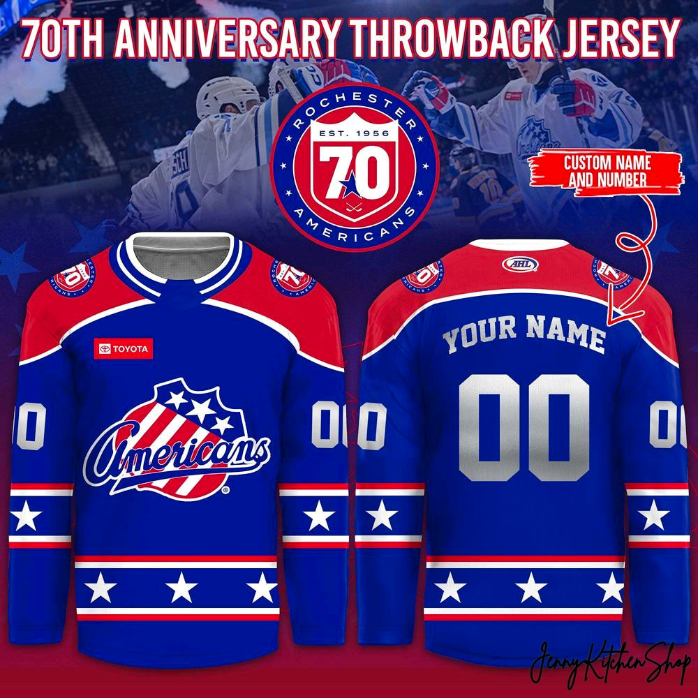 Rochester Americans 70th Anniversary 2026 Throwback Hockey Jersey